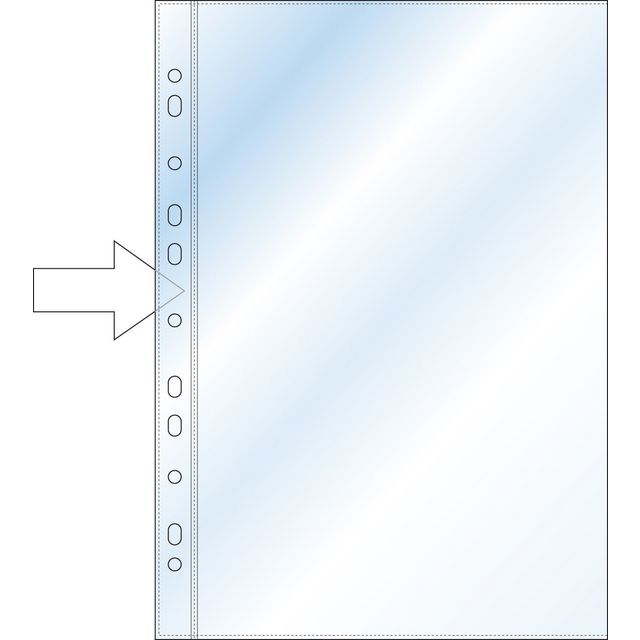 Plastficka, A4, stansad, 60 mikrometer, polypropylen, jämn, 11 hål, genomskinlig | Kontorsmaterial - Mappar och plastfickor - Plastfickor - Övriga | Kontorsexperten