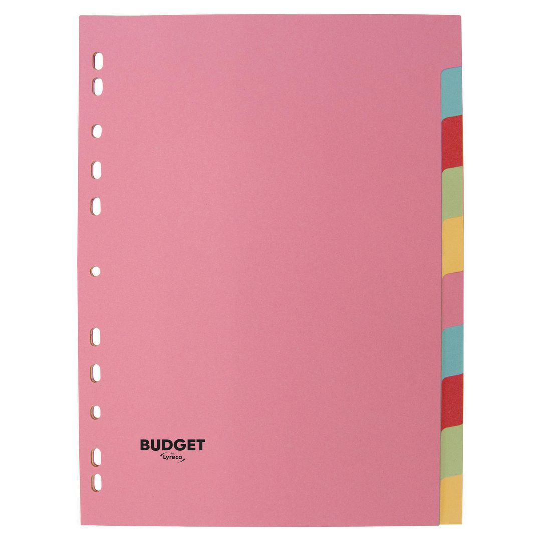 LYRECO BUDGET Kartongregister A4 10-flik pastel | Kontorsmaterial - Pärmar och register - Kartongregister | Kontorsexperten