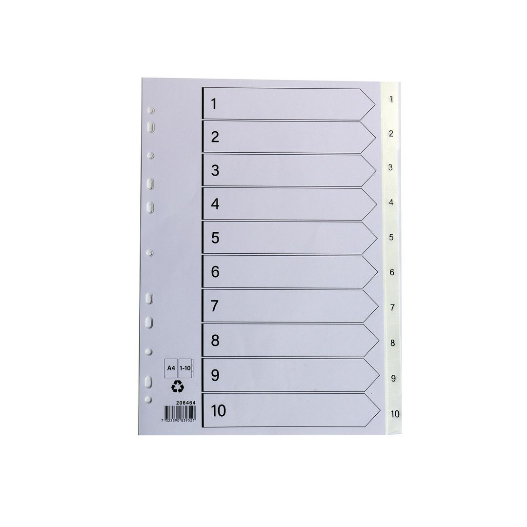 Plastregister A4 1-10 vit | Kontorsmaterial - Pärmar och register - Plastregister - Tryckta | Kontorsexperten