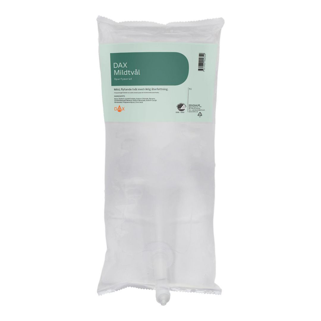DAX Tvål Mildtvål refill oparfymerad påse 1L | Städ och hygien - Tvål och hygien - Tvål - Flytande | Kontorsexperten