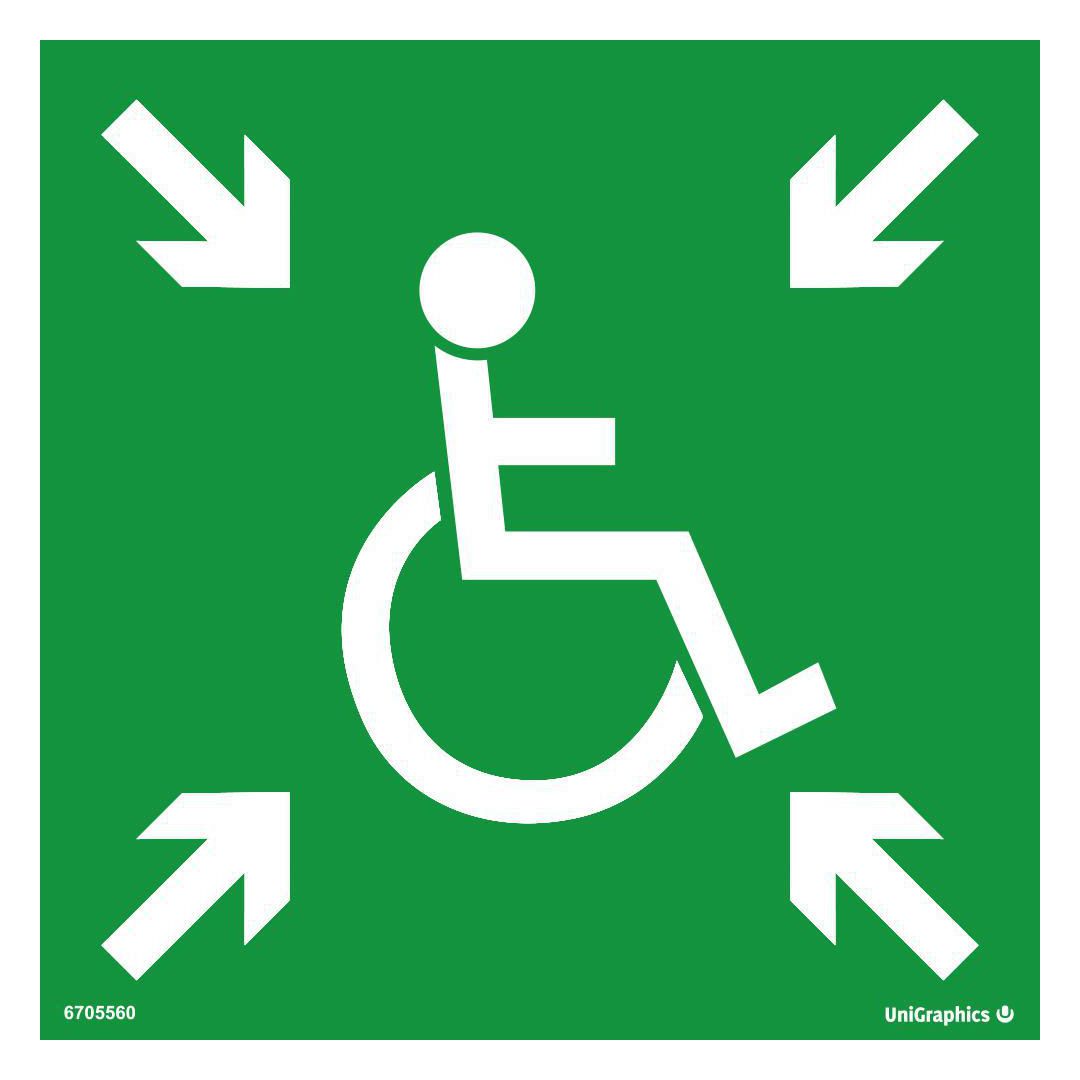 UNIGRAPHICS Skylt Tillf. Utrymning 20x20cm Plast | Skyddsutrustning - Säkerhetsmärkning och skyltar - Skyltar | Kontorsexperten