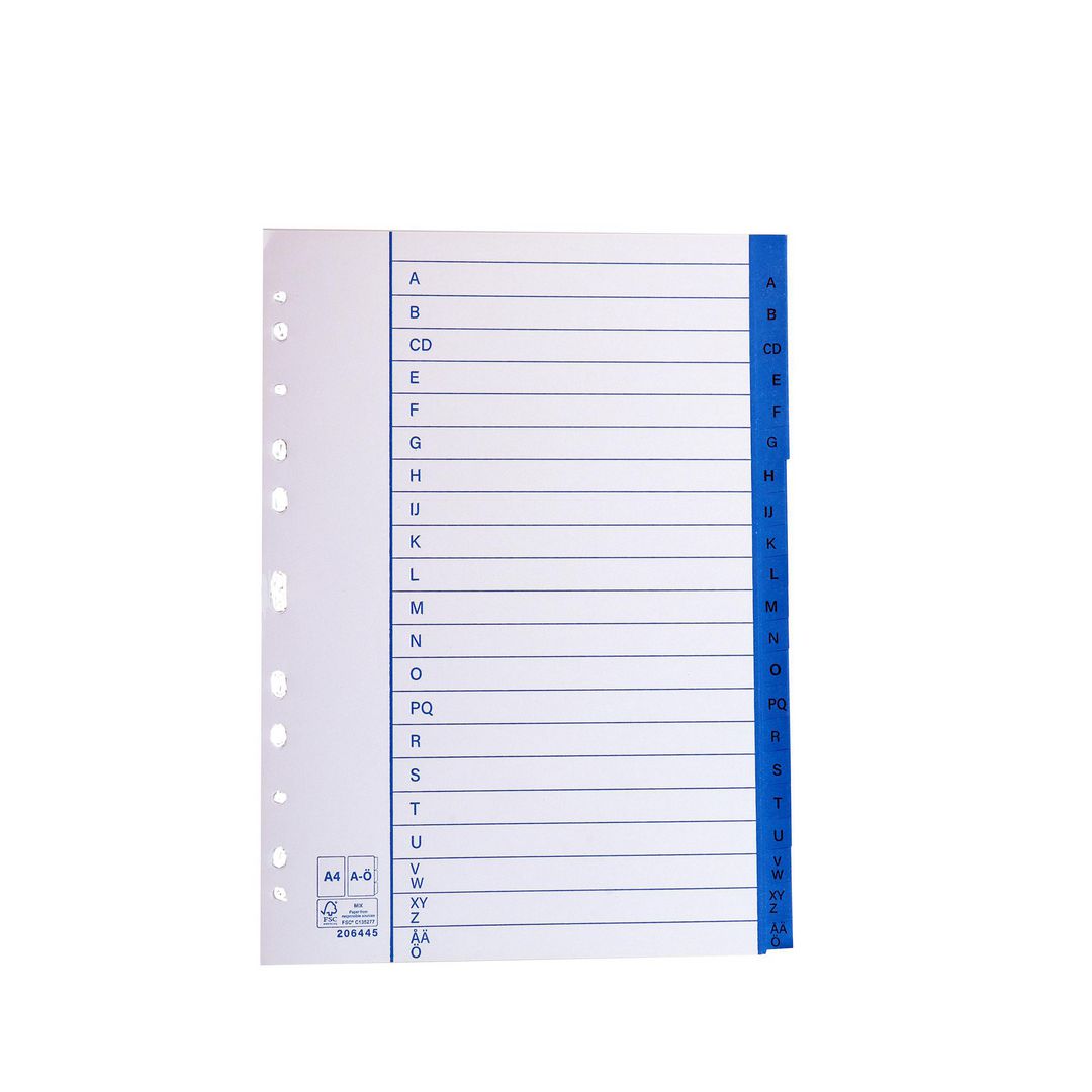 Pappersregister A4 A-Ö 10/fp | Kontorsmaterial - Pärmar och register - Pappersregister | Kontorsexperten