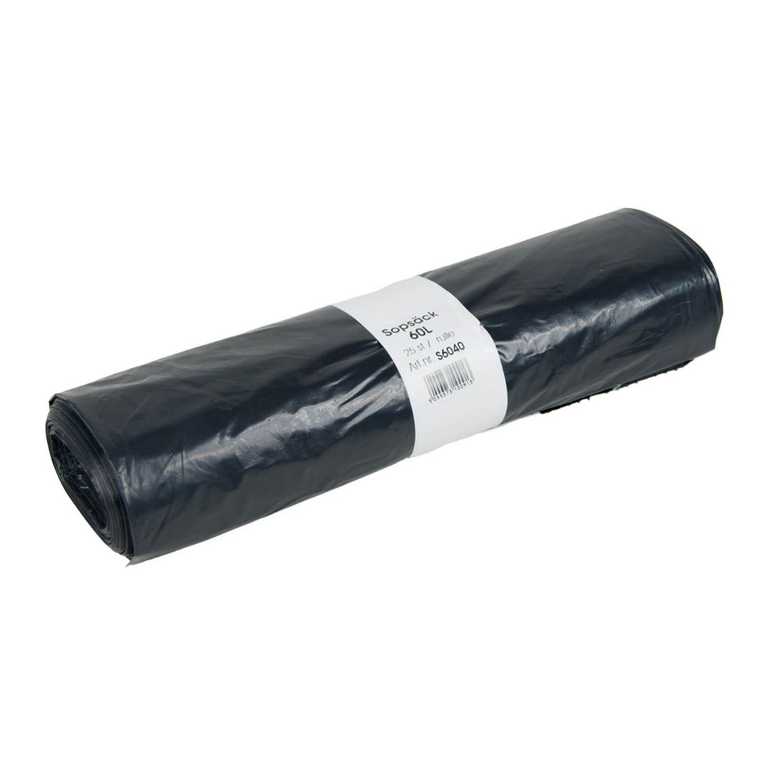 STARKA Plastsäck LD 60L 40my svart 25/rl | Städ och hygien - Påsar och säckar - Plastsäckar | Kontorsexperten