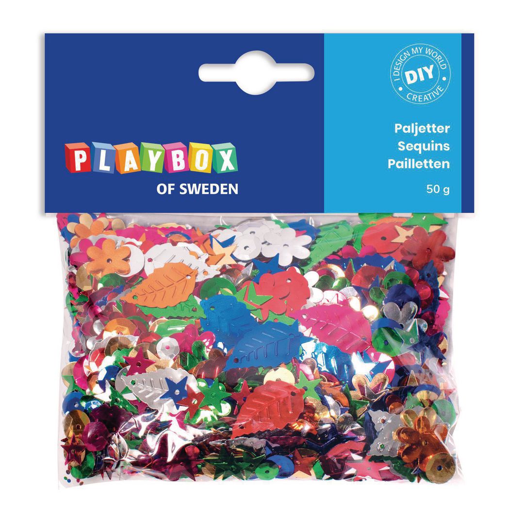 PLAYBOX Paljettmix | Skola och förskola - Hobbymaterial - Paljetter, strössel och glitterlim | Kontorsexperten