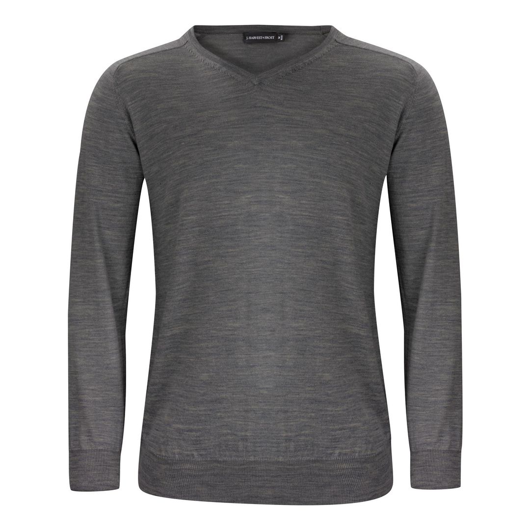 J. HARVEST & FROST Tröja merino J.HoF v-ring mörkgrå 3XL | Yrkeskläder - Tröjor och Sweatshirts - Stickat | Kontorsexperten