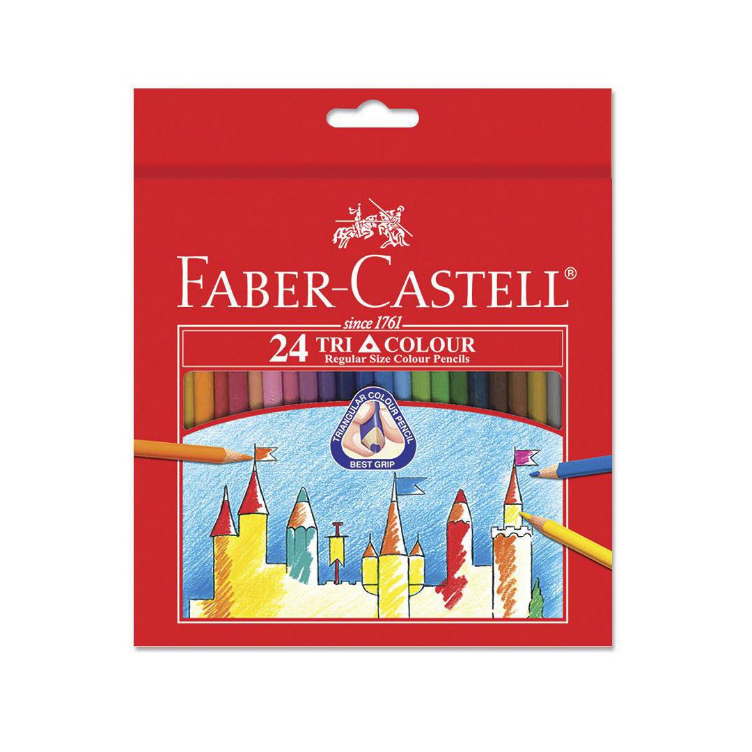 FABER-CASTELL Färgpennor, Tri-Grip, triangelformad pennkropp, olika färger 24/fp | Skola och förskola - Pennor och tillbehör - Färgpennor - Trekantsgrepp | Kontorsexperten