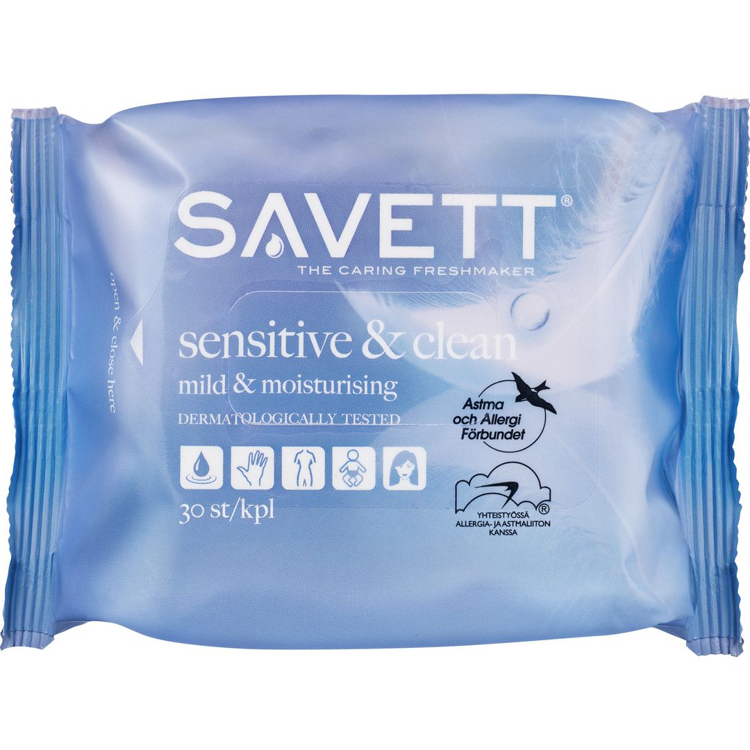 SAVETT Våtservetter Sensitive 30/fp | Städ och hygien - Tvål och hygien - Våtservetter | Kontorsexperten