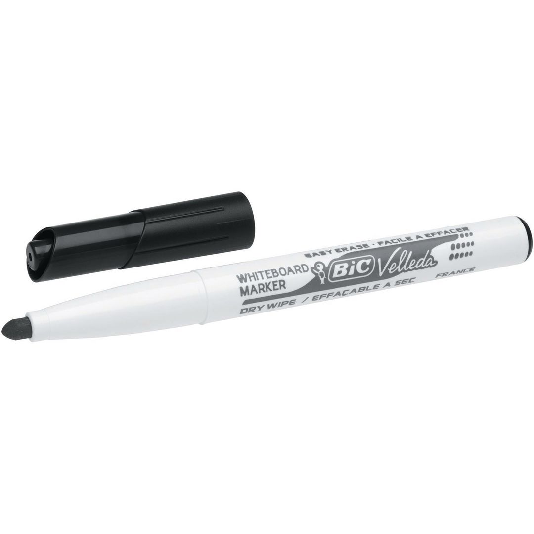 BIC VELLEDA Whiteboardpenna Velleda® 1741, svart medelfin kulspets | Kontorsmaterial - Pennor - Whiteboardpennor - Rund spets | Kontorsexperten