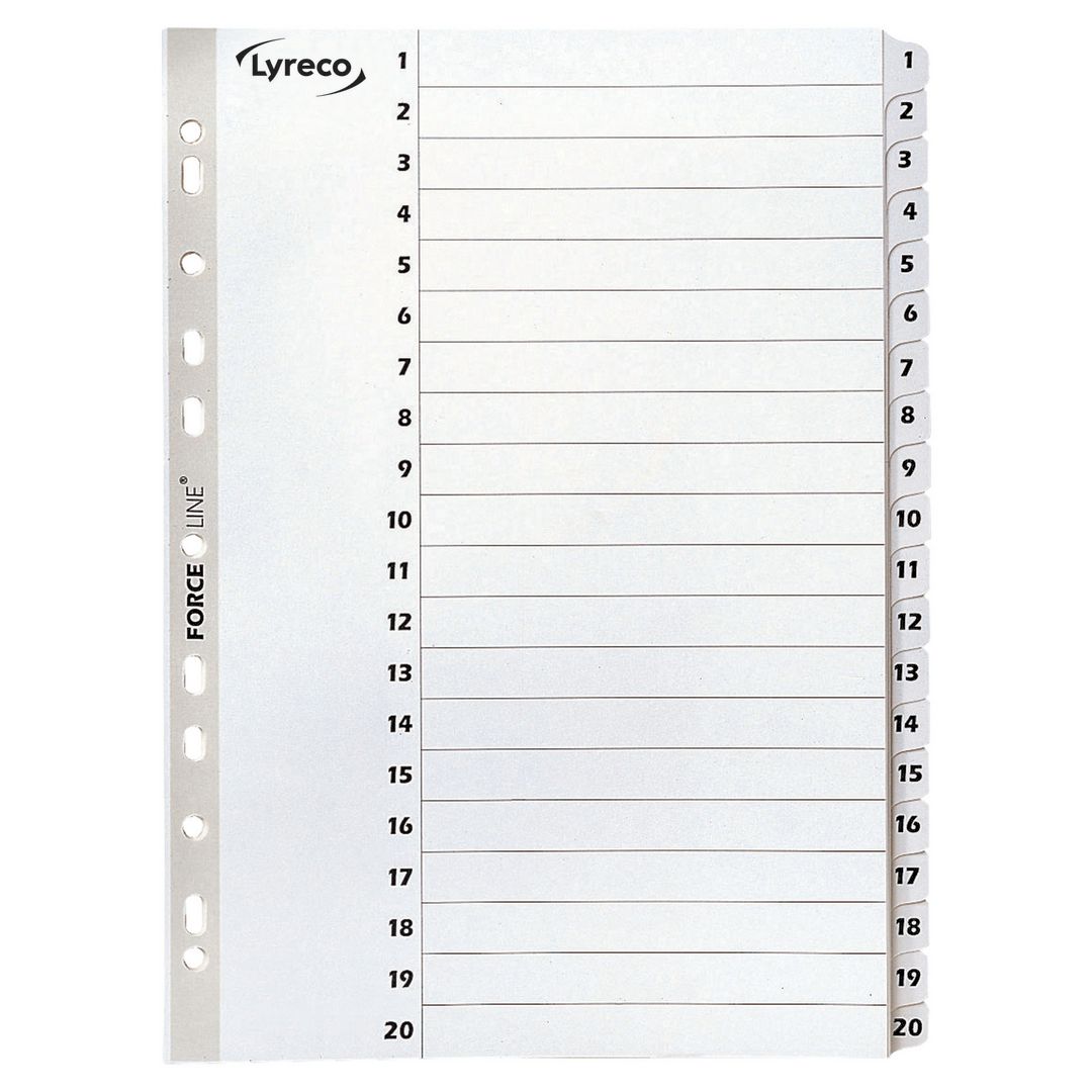 LYRECO Register Mylar A4 1-20 vit | Kontorsmaterial - Pärmar och register - Kartongregister | Kontorsexperten