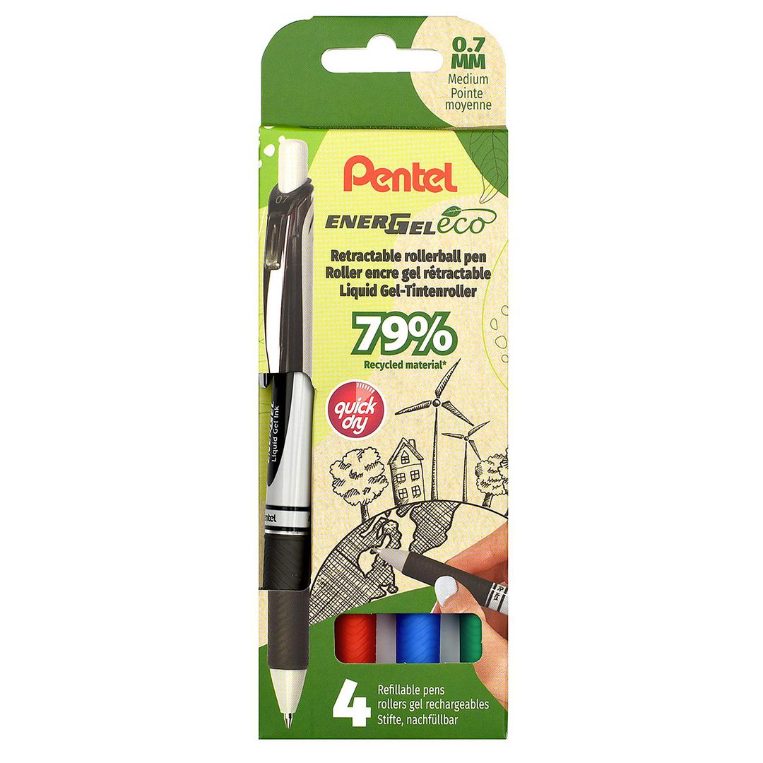 PENTEL Gelpenna EnerGel BL77 0,7 s.färg 4/fp | Kontorsmaterial - Pennor - Gelpennor | Kontorsexperten