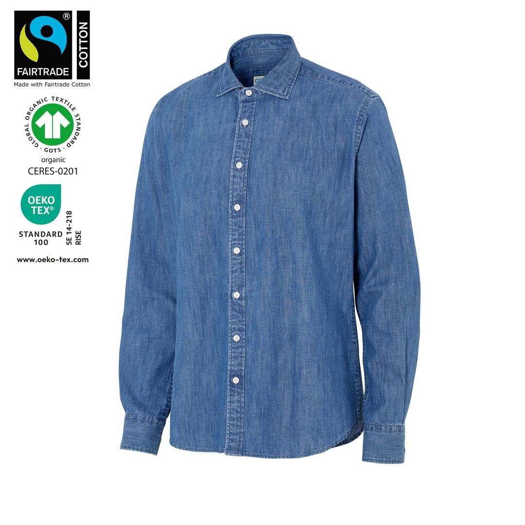 COTTOVER Skjorta Denim Slim herr GOTS S-37/38 | Arbetskläder - Arbetsskjortor - Serviceskjortor | Kontorsexperten
