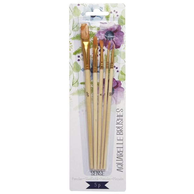 SENSE Penselset akvarellfärg 5/fp | Skola och förskola - Målarfärg och tillbehör - Penslar | Kontorsexperten