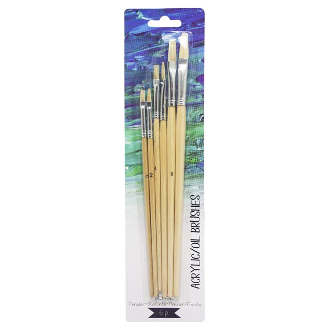 SENSE Penselset olje/akryl 6/fp | Skola och förskola - Målarfärg och tillbehör - Penslar | Kontorsexperten