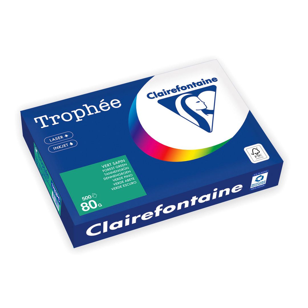CLAIREFONTAINE Kopieringspapper A4 80G skogsgrön 500/fp | Kontorspapper - Specialpapper - Färgat - A4 | Kontorsexperten