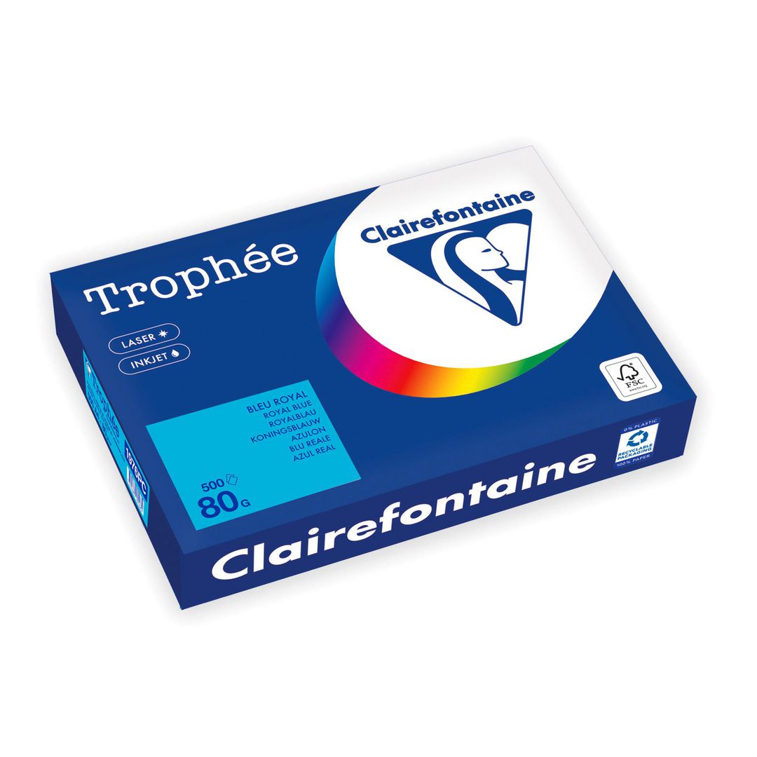 CLAIREFONTAINE Trophée A4 80 g färgat papper aquablå 500/fp | Kontorspapper - Specialpapper - Färgat - A4 | Kontorsexperten
