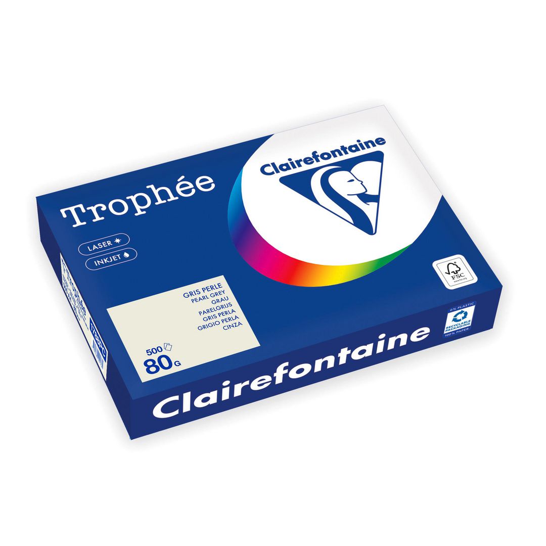CLAIREFONTAINE Trophée A4 80 g färgat papper grå 500/fp | Kontorspapper - Specialpapper - Färgat - A4 | Kontorsexperten