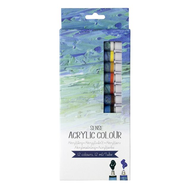 SENSE Akrylfärgset 12x12 ml | Skola och förskola - Målarfärg och tillbehör - Akrylfärg | Kontorsexperten
