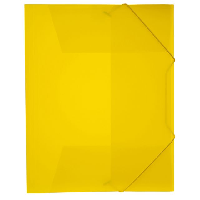 3-klaffsmapp med elastiska gummiband, A4, färgad polypropylen, transparent gul | Kontorsmaterial - Mappar och plastfickor - Gummibandsmappar 3-klaff - Plast | Kontorsexperten