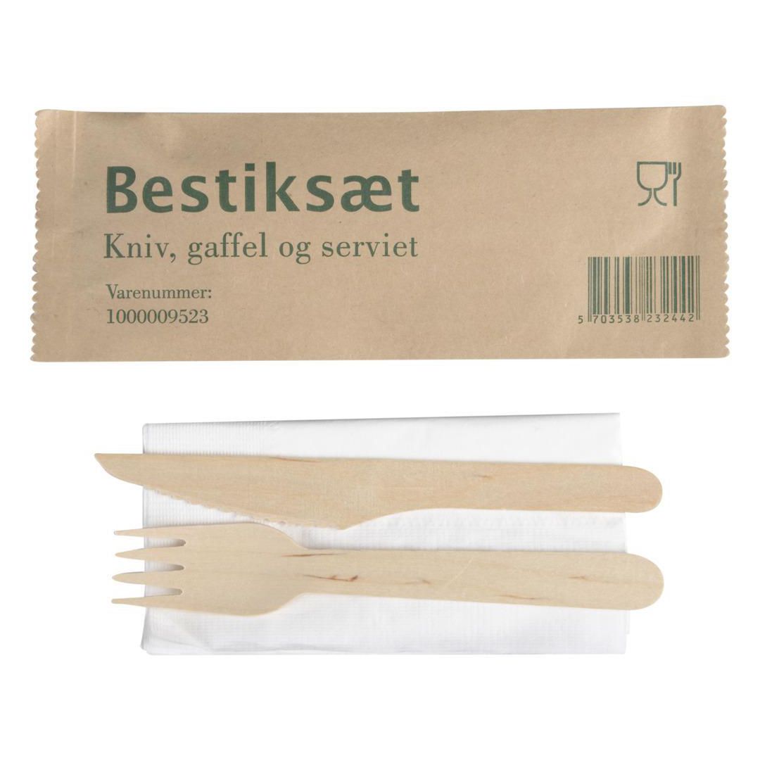 ABENA Bestickset trä med servett 400/fp | Kök och servering - Engångsartiklar - Engångsbestick | Kontorsexperten