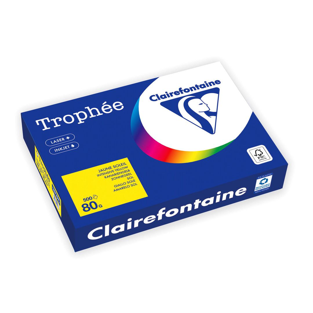 CLAIREFONTAINE Kopieringspapper A4 80g ohålat gul 500/fp | Kontorspapper - Specialpapper - Färgat - A4 | Kontorsexperten
