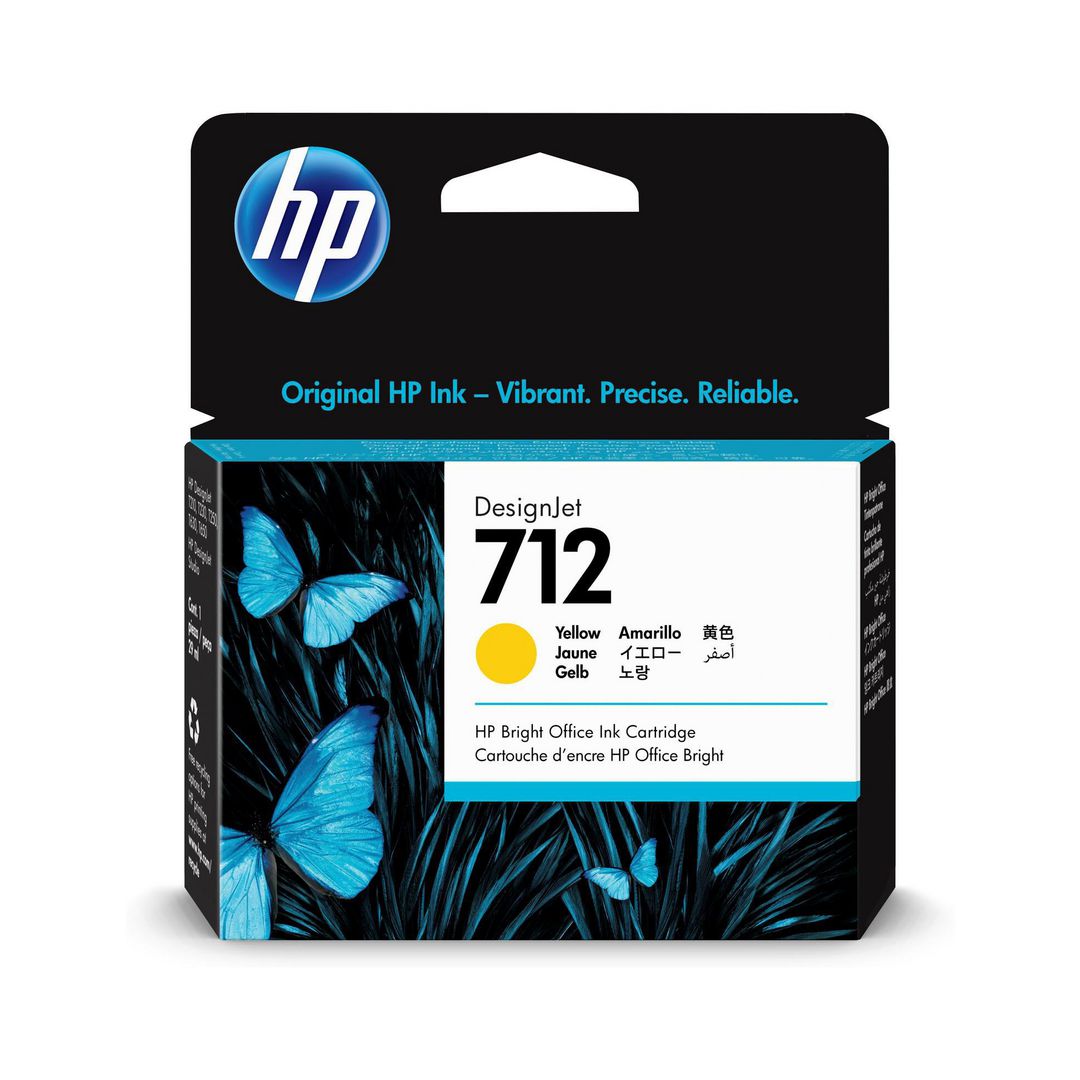 HP Bläckpatron 3ED69A 712 Gul | Toner och bläck - Bläckpatroner - Bläckpatroner HP | Kontorsexperten