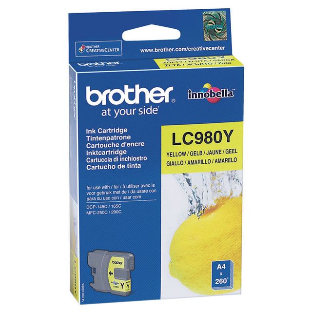 Brother Bläckpatron LC980 Y, LC-980Y, Innobella™-bläck, gul, singelförpackning | Toner och bläck - Bläckpatroner - Bläckpatroner Brother | Kontorsexperten