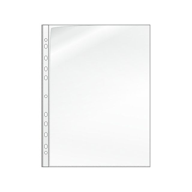 Plastficka, A4, stansad, 120 mikrometer, polypropylen, jämn, 11 hål, genomskinlig | Kontorsmaterial - Mappar och plastfickor - Plastfickor - Övriga | Kontorsexperten