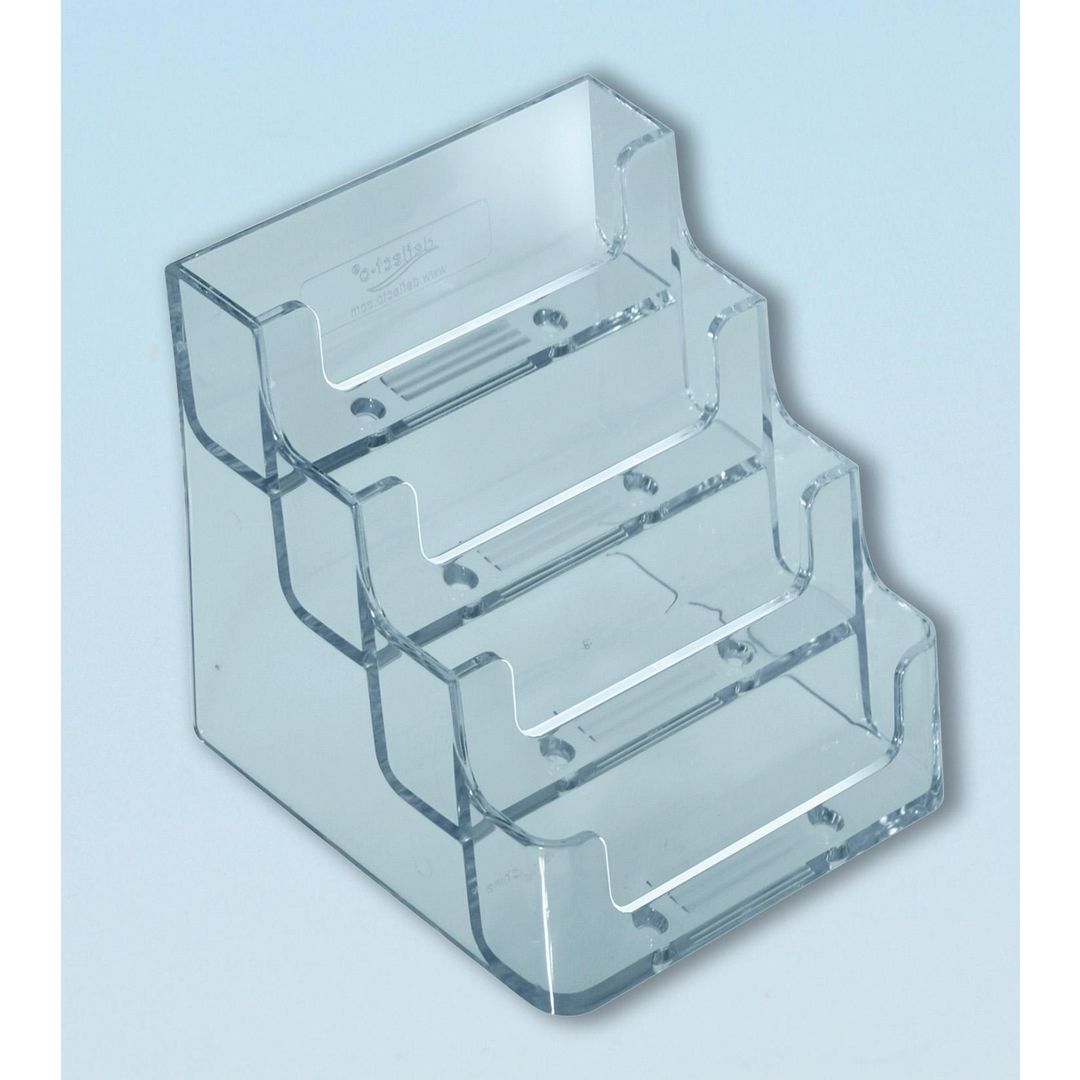 deflecto® Visitkortsställ 4-fack transparent | Kontorsmaterial - Till skrivbordet - Visitkortshållare | Kontorsexperten