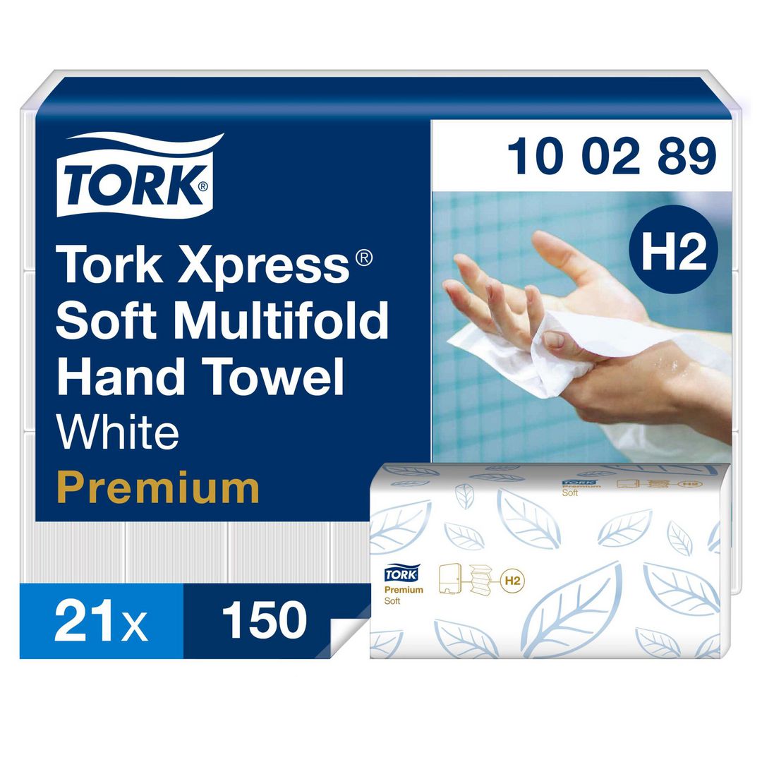 TORK Pappershandduk Xpress H2 Mjuk Multifold Premium 2-lagers vit 3150/fp | Städ och hygien - Toalettpapper och torkpapper - Pappershanddukar | Kontorsexperten
