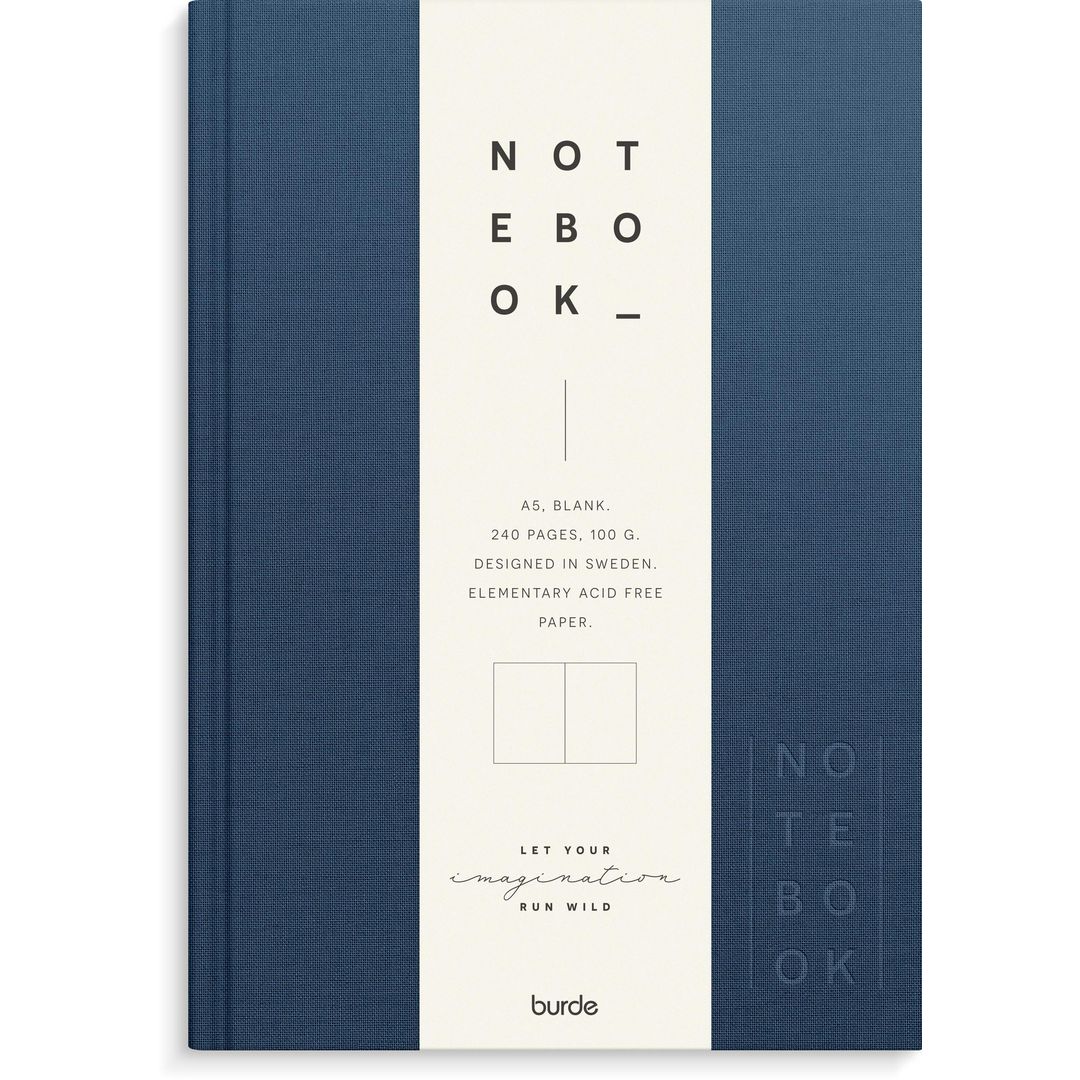 BURDE Anteckningsbok A5 textil olinjerad mörkblå | Kontorsmaterial - Block och anteckningsböcker - Anteckningsböcker | Kontorsexperten