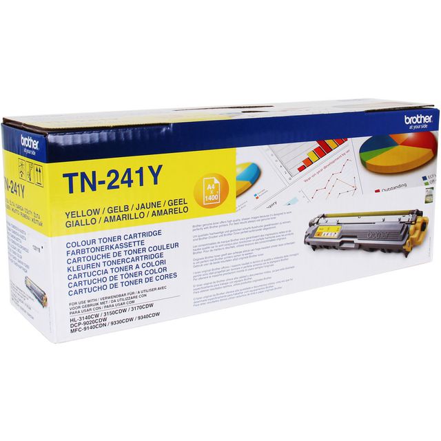 BROTHER Toner, TN-241 Y, TN-241Y, gul, singelförpackning | Toner och bläck - Tonerkassetter - Toner Brother | Kontorsexperten