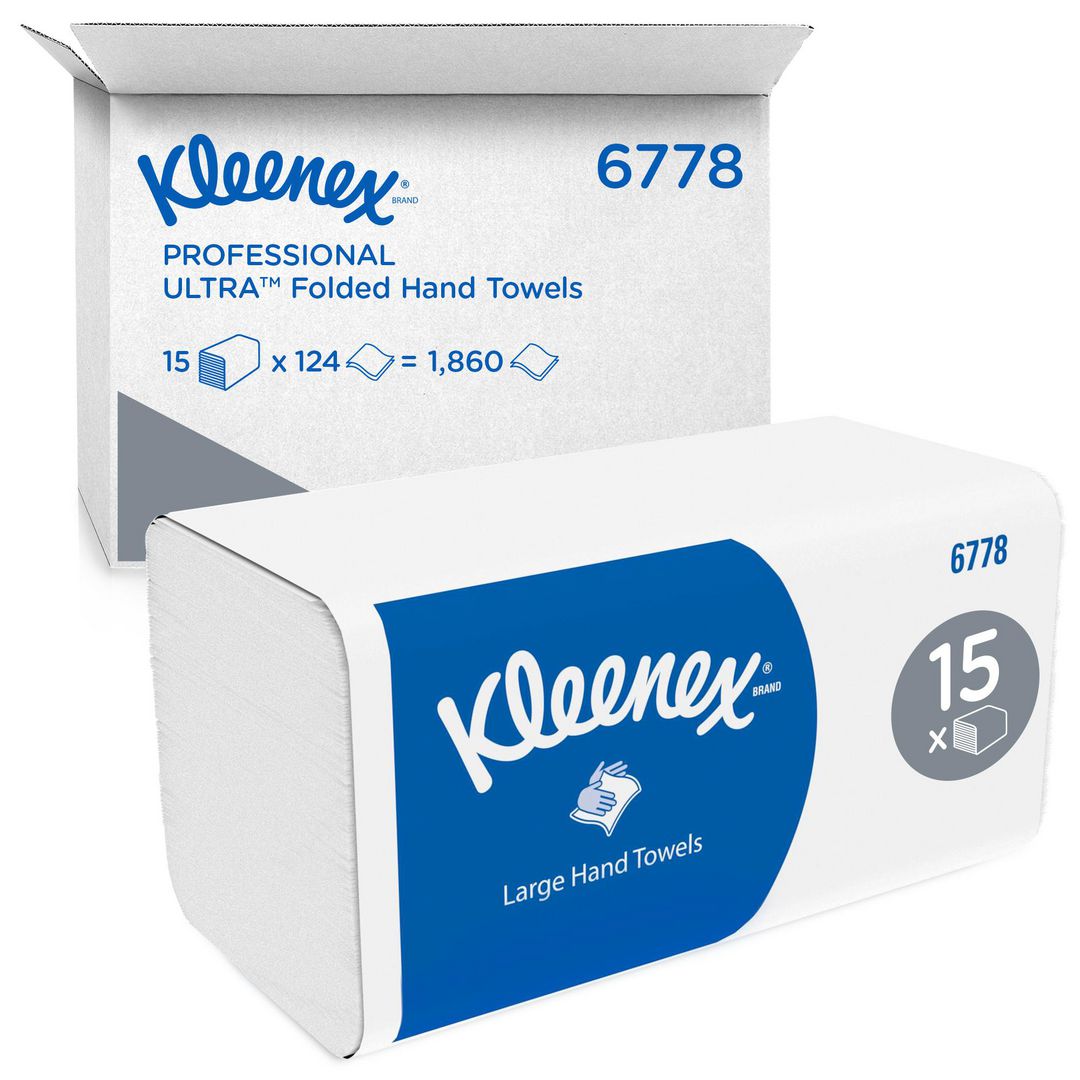 KLEENEX Pappershandduk V-vikt vit 1860/fp | Städ och hygien - Toalettpapper och torkpapper - Pappershanddukar | Kontorsexperten
