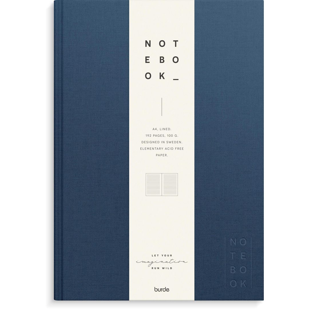 BURDE Anteckningsbok A4 textil linjerad mörkblå | Kontorsmaterial - Block och anteckningsböcker - Anteckningsböcker | Kontorsexperten