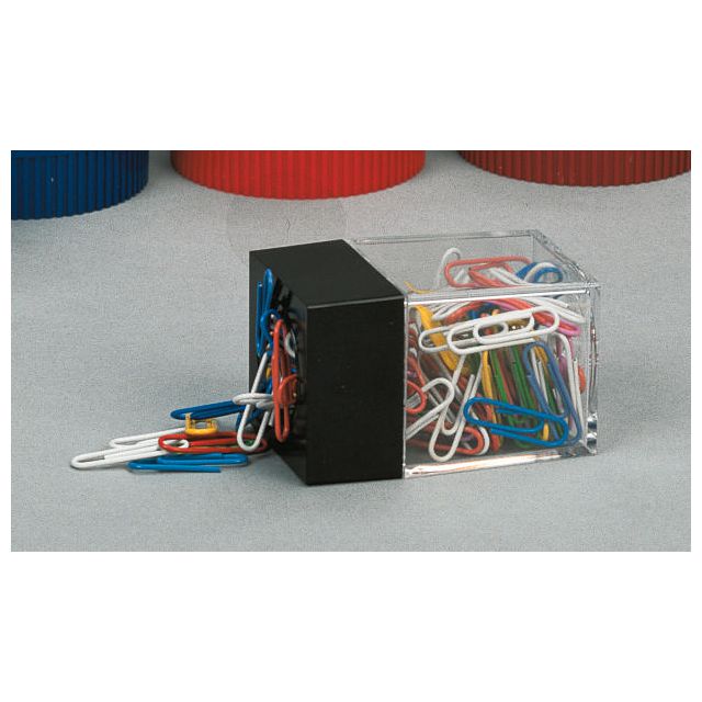 Gemhållare, magnetisk, genomskinlig plast, 70 x 42 x 42 mm, svart | Kontorsmaterial - Till skrivbordet - Gemkoppar | Kontorsexperten