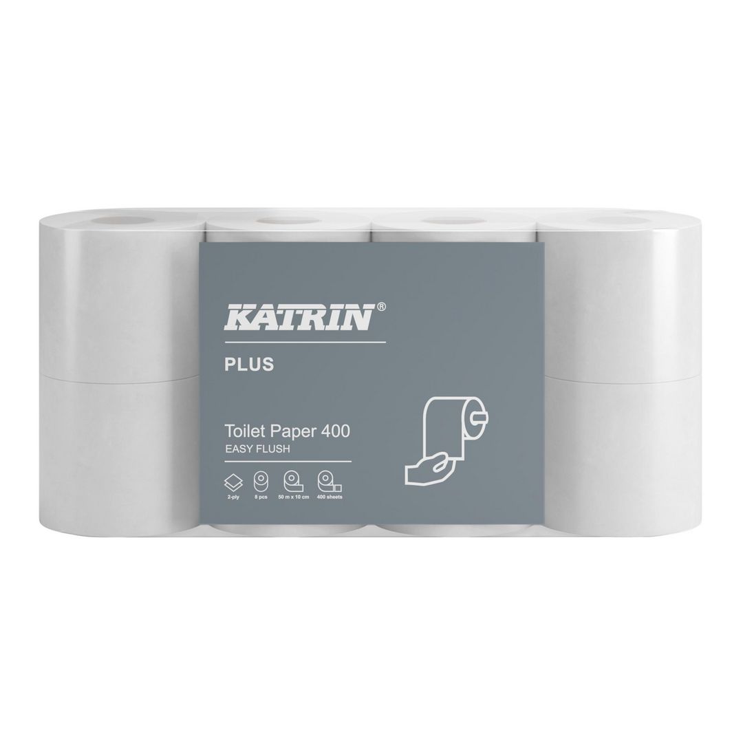 KATRIN Toalettpapper Plus 400 EasyFlush 2-lagers vit 40/fp | Städ och hygien - Toalettpapper och torkpapper - Toalettpapper - rulle | Kontorsexperten