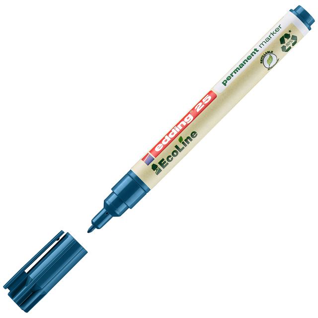 EDDING Permanent märkpenna, 25 EcoLine, kulspets, 1 mm linjebredd, blå | Kontorsmaterial - Pennor - Märkpennor - Rund spets | Kontorsexperten