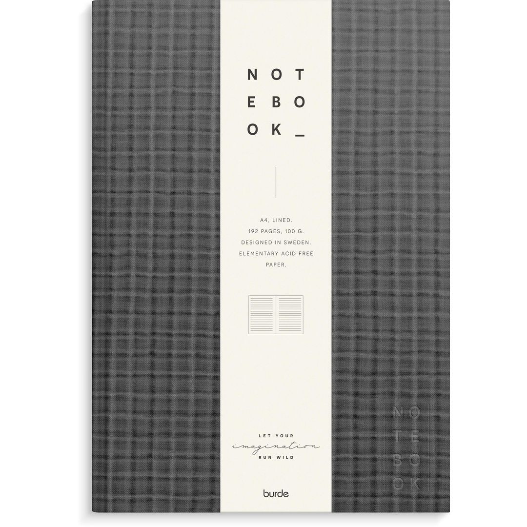 BURDE Anteckningsbok A4 textil linjerad mörkgrå | Kontorsmaterial - Block och anteckningsböcker - Anteckningsböcker | Kontorsexperten