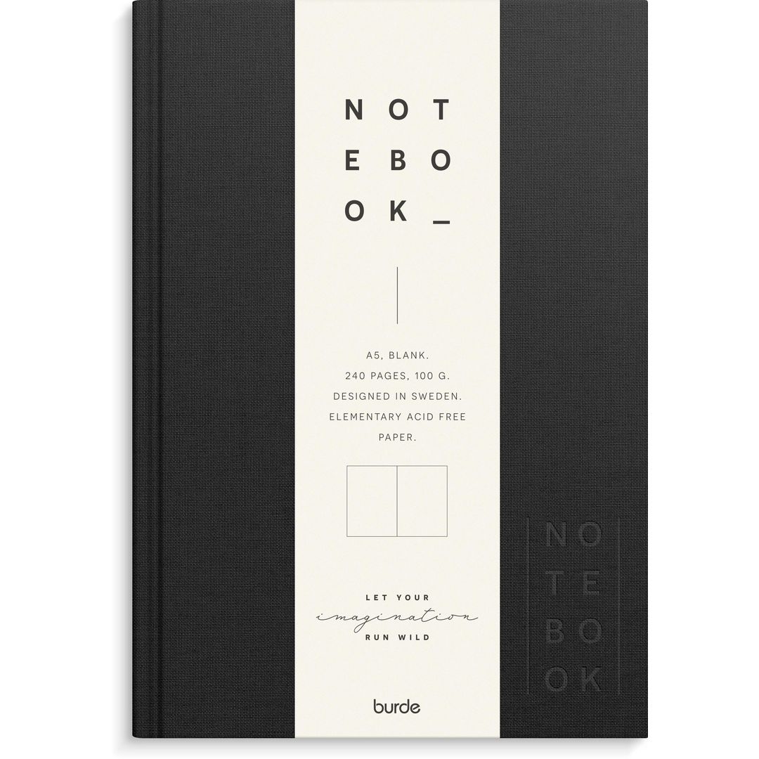 BURDE Anteckningsbok A5 textil olinjerad svart | Kontorsmaterial - Block och anteckningsböcker - Anteckningsböcker | Kontorsexperten
