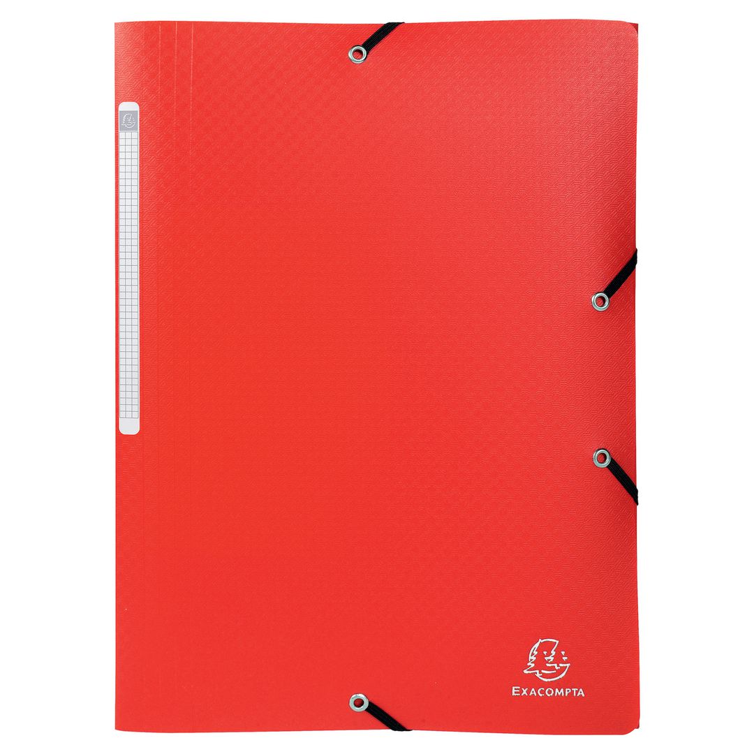 EXACOMPTA Mapp A4 PP recycled 3-klaff röd | Kontorsmaterial - Mappar och plastfickor - Gummibandsmappar 3-klaff - Plast | Kontorsexperten