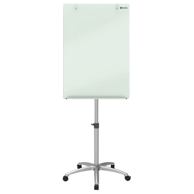 NOBO Whiteboard, glastavla, mobil, magnetisk glasyta, vit, 115,5 x 89 x 19,3 cm | Kontorsmöbler och inredning - Blädderblock och ställ - Blädderblockställ | Kontorsexperten
