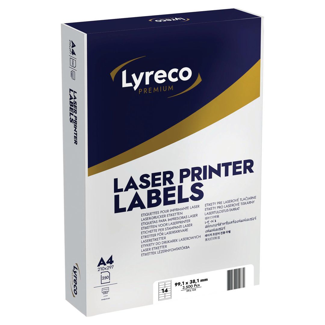 LYRECO PREMIUM Etikett 99,1x38,1mm 3500/fp | Emballage och lagerutrustning - Etiketter och godsmärkning - Multifunktionsetiketter | Kontorsexperten