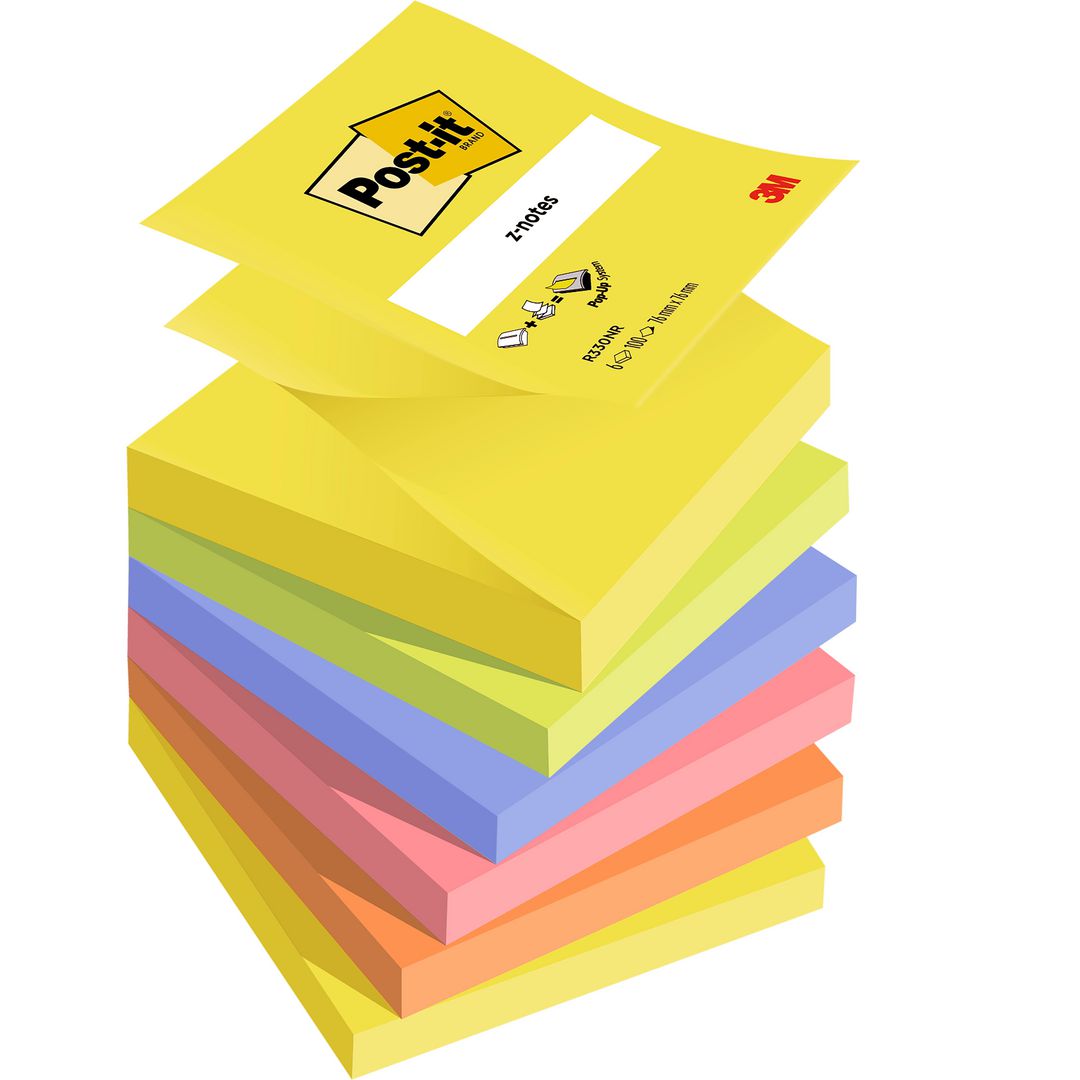 POST-IT Notes Z-block 76x76mm rainbow | Kontorsmaterial - Notes och Post-It - Notes - Z-block | Kontorsexperten