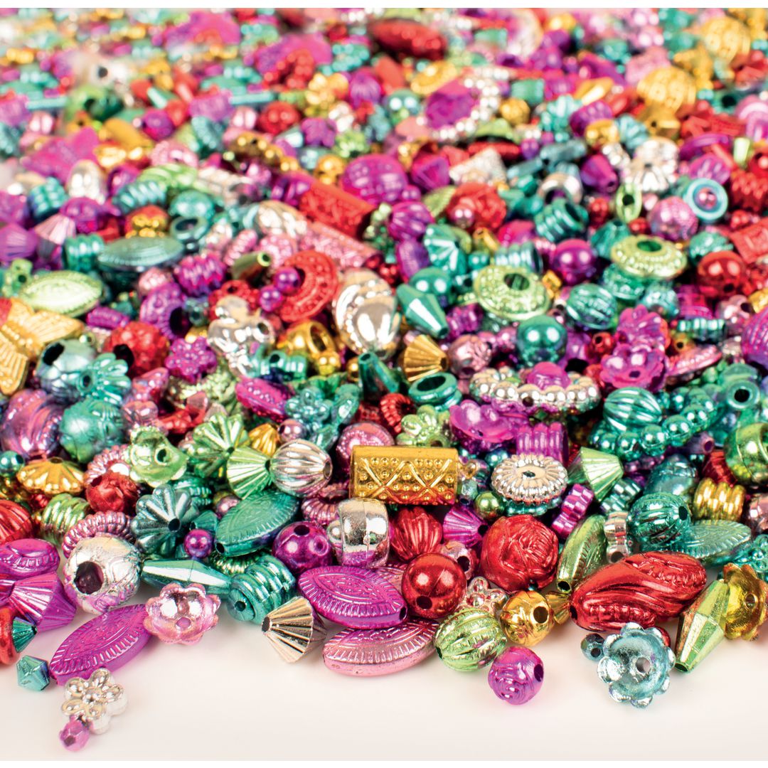 PLAYBOX Plastpärlor metallic 500g | Skola och förskola - Hobbymaterial - Pärlor | Kontorsexperten