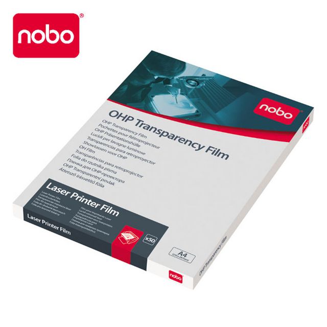 Nobo Transparent laserfilm, A4, 210 x 297 mm, genomskinlig 50/fp | Kontorsmaskiner - Projektorer och tillbehör - Overheadfilm | Kontorsexperten