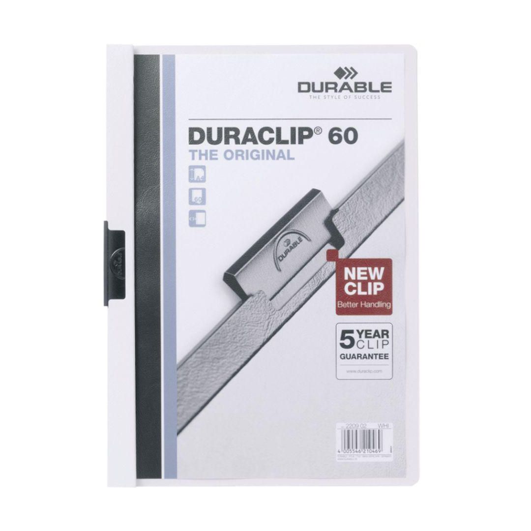 DURABLE Klämmapp, Duraclip®, A4, 30 arks kapacitet, PVC, vit | Kontorsmaterial - Mappar och plastfickor - Klämmappar | Kontorsexperten