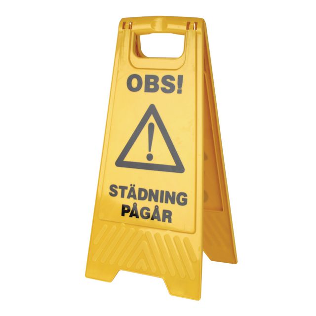 HYGIENTEKNIK Varningsskylt Städning Pågår Våta golv | Skyddsutrustning - Säkerhetsmärkning och skyltar - Skyltar | Kontorsexperten