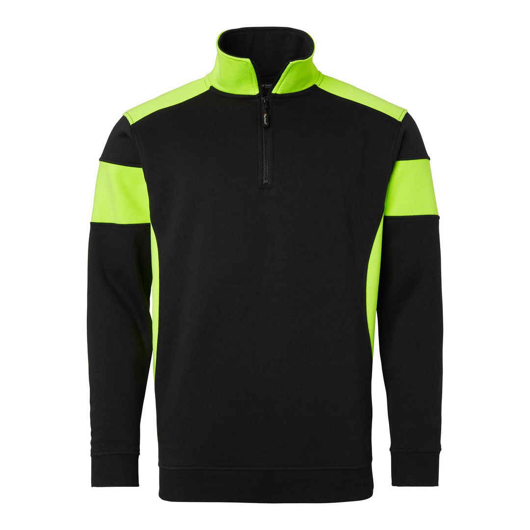 TOP SWEDE Sweatshirt halfzip 222 sv/fluor. gul 5XL | Arbetskläder - Arbetströjor - Sweatshirts och koftor | Kontorsexperten