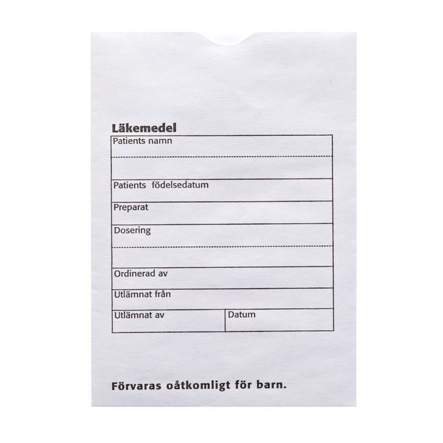 Läkemedelspåse med tryck 100/fp | Sjukvård och omsorg - Diagnos och behandling - Medicinering | Kontorsexperten