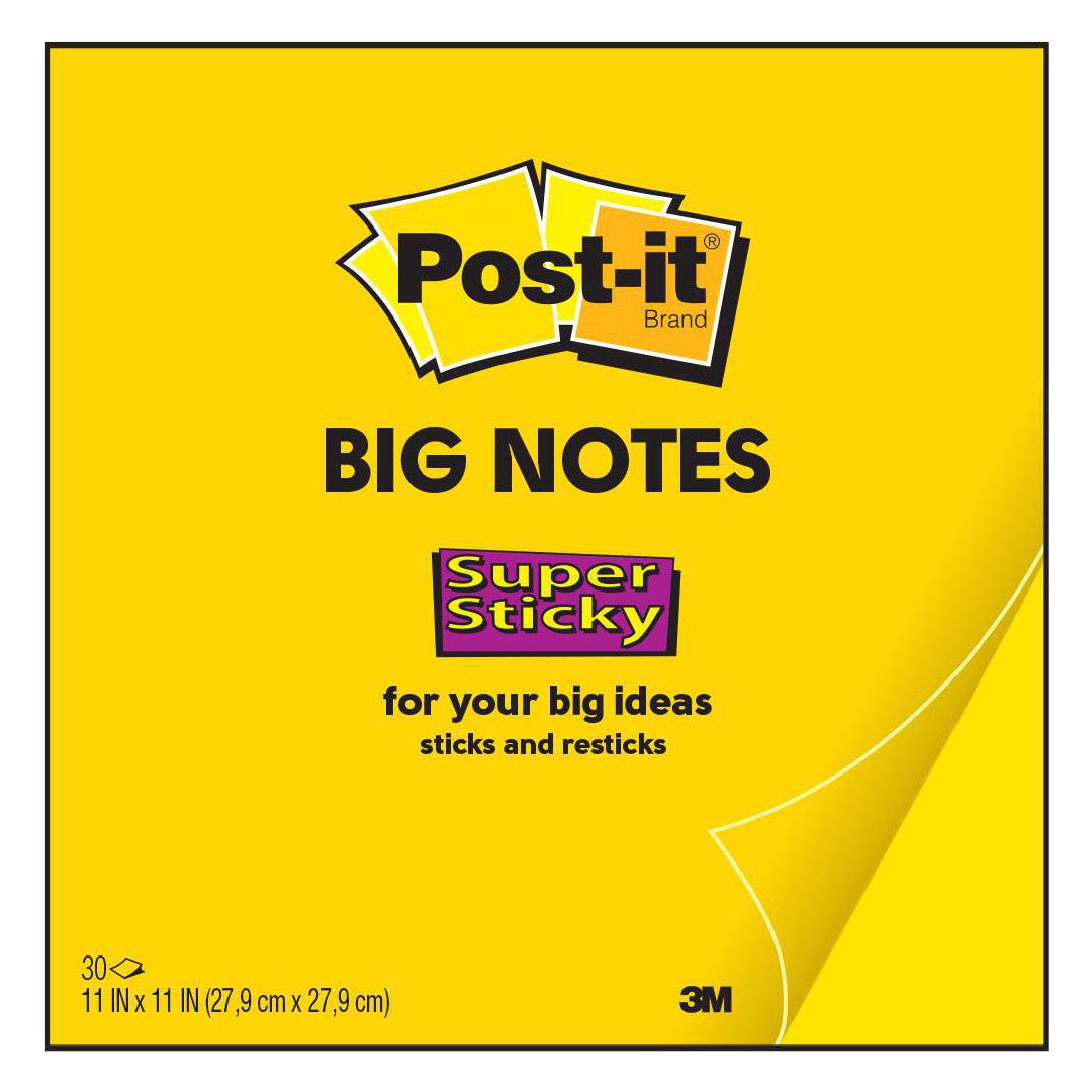 POST-IT Stora Super Sticky notisar BN11-EU 27,9x27,9cm 30 blad neongul | Kontorsmaterial - Notes och Post-It - Notes - Extra sticky | Kontorsexperten