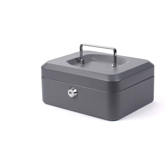 PAVO Kassaskrin 160x200x90mm mörkgrå | Kontorsmaterial - Arkivering och kontorsförvaring - Kassaskrin och tillbehör | Kontorsexperten